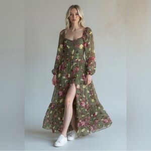 Bar III Women's Printed Bustier Side-Slit Maxi Dress